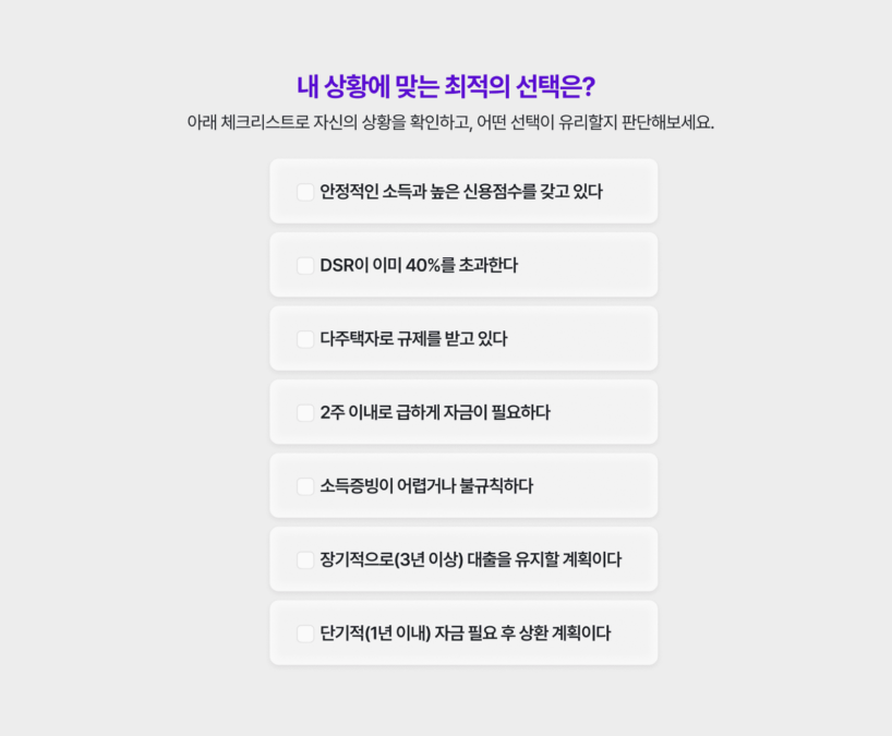 주택담보대출 내 상황에 맞는 최적의 선택은?